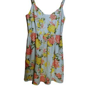 Cynthia Rowley Summer Dress 100% Linen Light Blue/Pink/Yellow Floral NWT/NEW